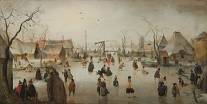 Ice-Skating in a Village by Hendrik Avercamp