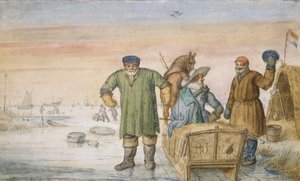 Two Old Men beside a Sled Bearing the Coats of Arms of Amsterdam and Utrecht