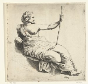 A Muse of Music, Seated Woman with Trumpet by Hendrik Bary