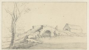 Landscape with a Ruined Stone Bridge by Hendrik Chalon