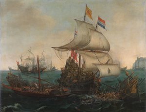Dutch Ships Ramming Spanish Galleys off the English Coast, 3 October 1602 by Hendrick Cornelisz. Vroom