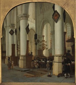View inside the Saint Bavo church in Haarlem during mass, 1666 by Hendrik Cornelisz. van Vliet