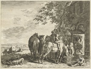 Travelers in Front of the Smithy by Hendrik Elandt