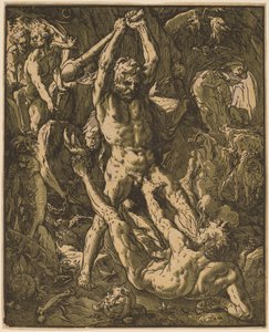 Hercules Killing Cacus by Hendrik Goltzius