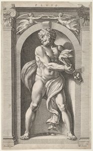 Pluto, on Verso Sketches of a Figure, Four Heads, and a Column