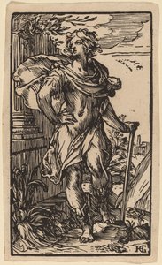 Standing Young Man with a Cane by Hendrik Goltzius