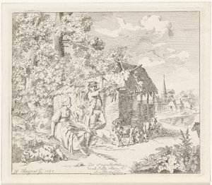Shepherdess and Young Man by a Barn (Annette and Lubin)
