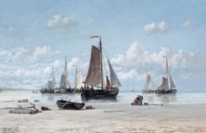 Fishing Vessels on the Beach, Zandvoort by Hendrik Hulk