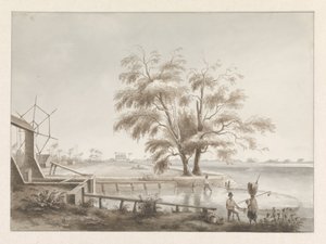 View of a Plantation with a Sluice on the Left by Hendrik Huygens