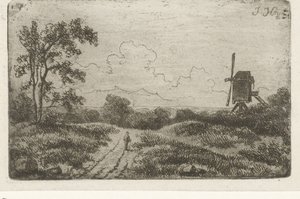 Figure on a Road by a Mill by Hendrik Jan Hein