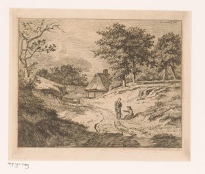 Landscape with Person Showing Another the Way by Hendrik Jozef Franciscus van der Poorten