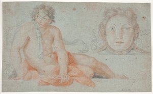 Nude Youth and Female Decorative Head