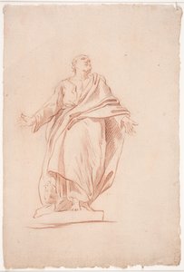 Standing Man with Outstretched Arms, on a Pedestal. (Study after Sculpture). (A Saint) by Hendrik Krock