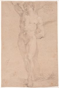 Standing young man with right arm raised by Hendrik Krock