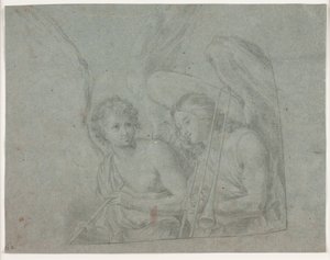 Two Angels with Musical Instruments by Hendrik Krock