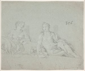 Two Seated Female Figures by Hendrik Krock