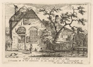 Boy with Hoop by a Farm by Hendrik Marcus Schouten