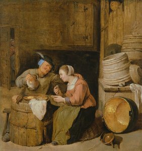 An Interior Scene with Two Peasants