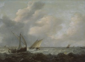 Fishing boats in a choppy sea
