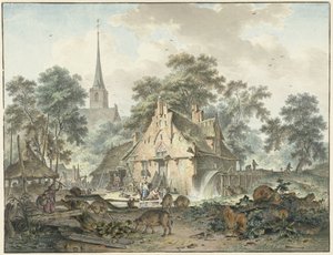Watermill and Village Church