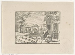 Figures Working in a Textile Workshop by Hendrik Numan