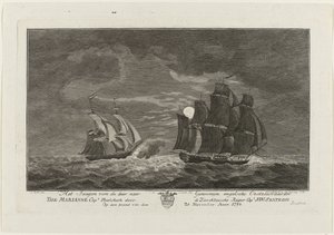 Sextroh Chasing the Marianne, 1782 by Hendrik Roosing