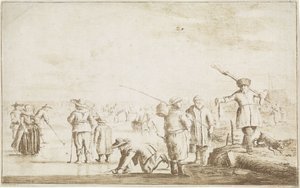 Ice Scene with Hunter Showing an Otter