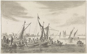 River View with Sailing Ships by Hendrik Spilman