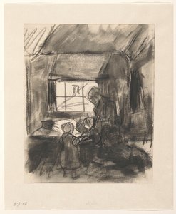 Interior with Woman and Two Children