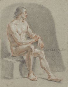 Male Nude, Sitting, Facing Right by Hendrik Willem Schweickhardt