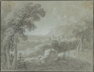 Southern Hilly Landscape with a City in the Distance