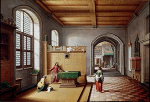 Jesus at Marthe and Marie de Bethanie. Painting by Hendrik van Steenwyck the Younger