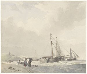 View of the Beach at Scheveningen by Hendrikus van de Sande Bakhuyzen