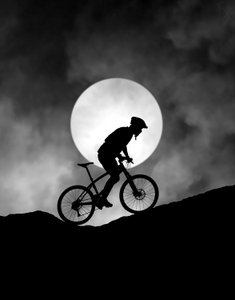 Moonlit Mountain Biker