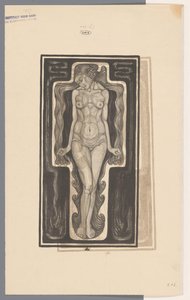 Standing naked woman with long hair, Wandering psyche by Henk Schilling