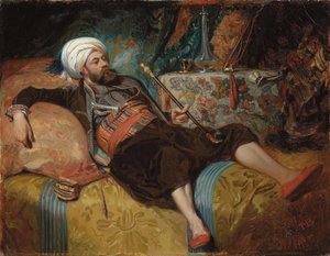 A Reclining Turk Smoking a Hookah