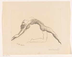 Naked Woman Diving Backwards by Henri Braakensiek (signed by artist)