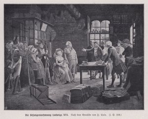 Arrest of King Louis XVI of France and his family at Varennes while trying to escape after the French Revolution by Henri Cain