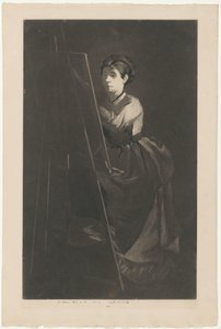 Portrait of Eva Gonzalès at an Easel by Henri Charles Guérard (signed by artist)