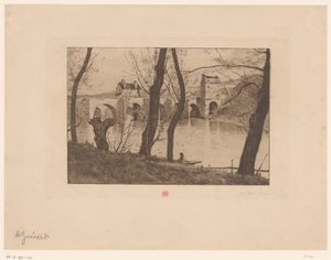 View of Bridge in Mantes-la-Jolie by Henri Charles Guérard