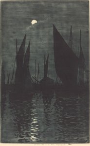 Moonlight in the Harbor at Dieppe