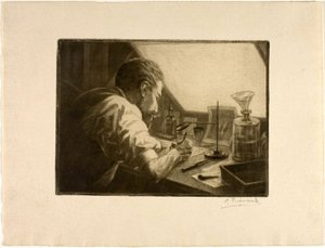 Self-Portrait Preparing an Etching