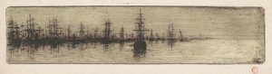Tall Ships in a Harbor by Henri Charles Guérard