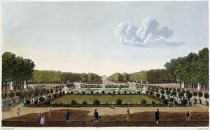 Le Jardin du Luxembourg Seen from the Terrace of the Palais. Engraving by Courvoisier