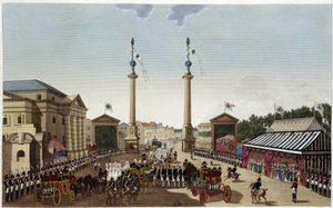 The Saint-Denis Barrier at the Handover of Keys to Louis XVIII on 3 May 1814 - in “Vues de Paris” by Courvoisier 1827 by Henri Courvoisier Voisin