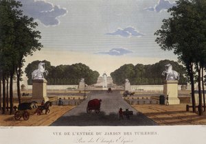 Entrance of the Tuileries Garden View of the Champs-Elysées, circa 1820 - in “Vues de Paris” by Courvoisier