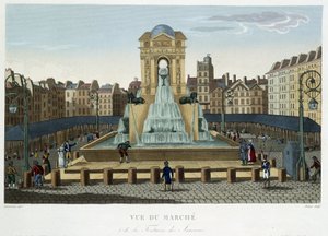 The Fountain of the Innocents, circa 1820 - in Views of Paris by Courvoisier 1827 by Henri Courvoisier Voisin