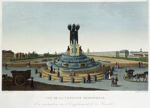 View of the Triumphal Fountain at the Bastille - in Views of Paris by Courvoisier by Henri Courvoisier Voisin