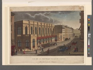 View of the new Opera hall from Rue de Provence, engraved by Rousseau, c.1821