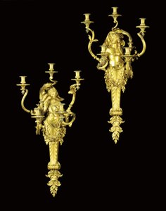 Pair of five-light bras de lumieres